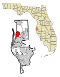 Pinellas County Florida Incorporated and Unincorporated areas Dunedin Highlighted